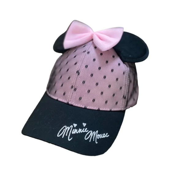 Disney Parks Minnie Mouse Ears Lace Polka Dot Pink Adjustable Hat - Adult Size - Picture 5 of 6
